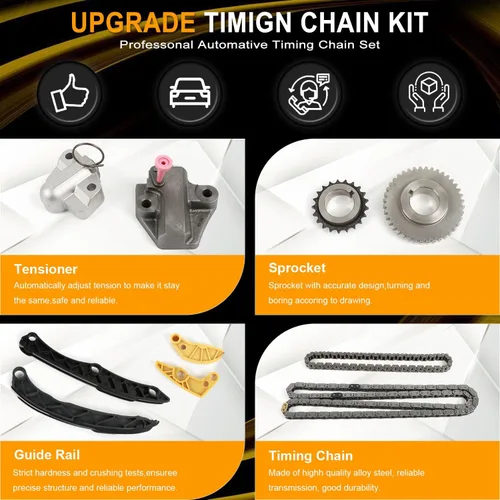 Vista 4 de PANGOLIN Kit de cadena de distribución G4KJ para 2014-2017 Kia Optima Sorento Sportage 2.0L 2.4L Turbo Engine 16 válvulas piezas de repuesto