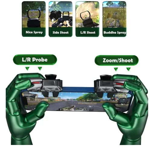 Vista 4 de 2022 Upgrade Fox Game Trigger, High Precision Mapping Tech, 6 Finger Mobile Game Fire Buttons L1R1 Shooter Sensitive Joystick for PUBG/Call of