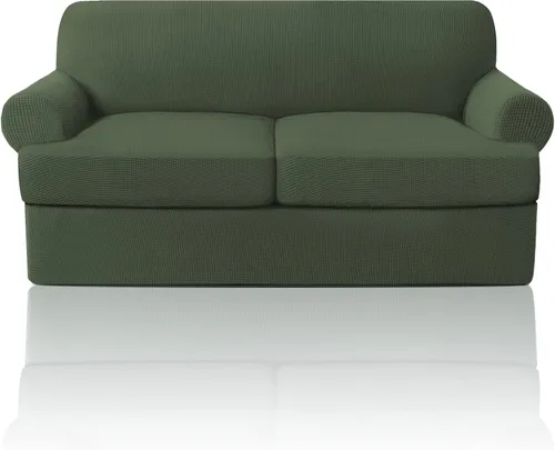 Vista 15 de PrinceDeco Fundas elásticas para sillón de 2 piezas, fundas de sofá para sillas con cojines en forma de T, fundas suaves para muebles con 1 funda