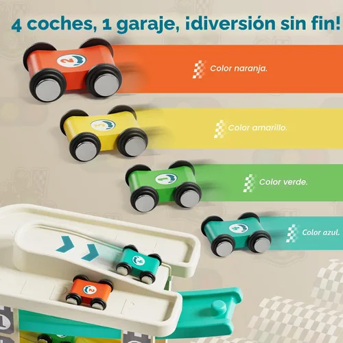 Vista 4 de TOP Bright Juguetes de rampa de madera para niños pequeños de 1 a 2 años de edad, habilidades motoras, pistas de carreras, rampa de automóvil