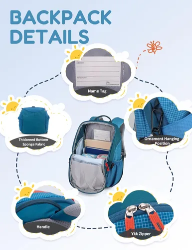 Vista 7 de MOUNTAINTOP - Mochila escolar para niños de 2 a 5 años, 8L/12 L azul (12L-Blue)