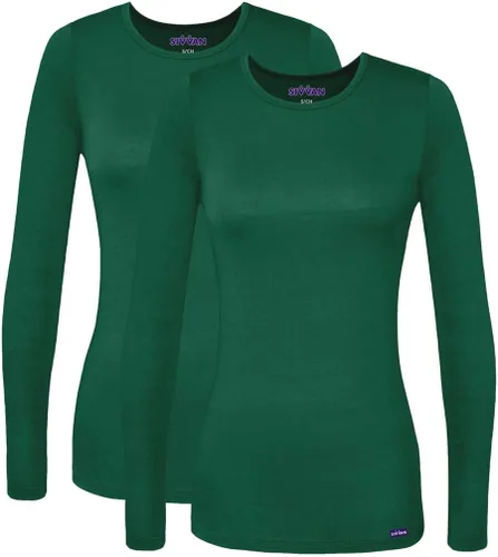 Vista 35 de Sivvan Scrubs for Women - Long Sleeve Comfort Underscrub Tee 2-Pack Negro