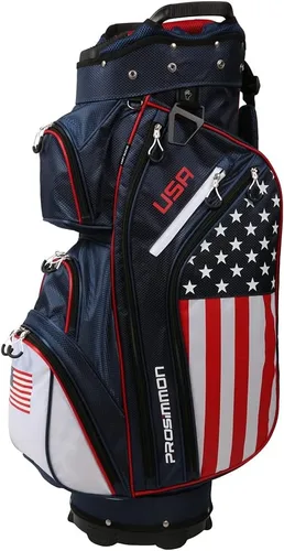 Vista 2 de Prosimmon Golf DRK - Bolsa para carrito de 14 vías, bandera de Estados Unidos