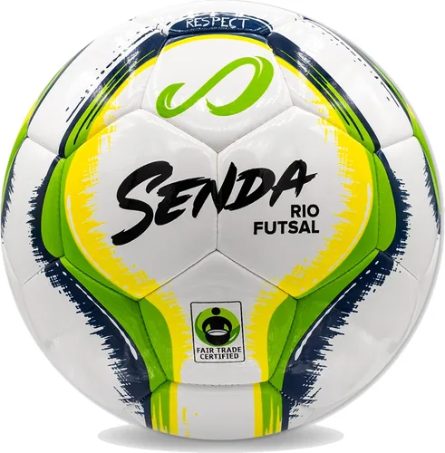 Vista 2 de SENDA Rio Match - Balón de fútbol sala, certificado de comercio justo, verde/amarillo, talla 4 (de 13 años en adelante) y pelota de fútbol