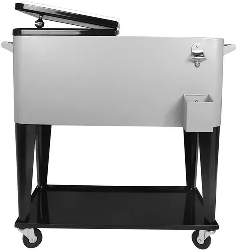 Vista 3 de Nattork Carro enfriador con ruedas de 80 cuartos de galón para patio al aire libre, terraza, bar, fiesta portátil, carrito de bebidas frías, baúl