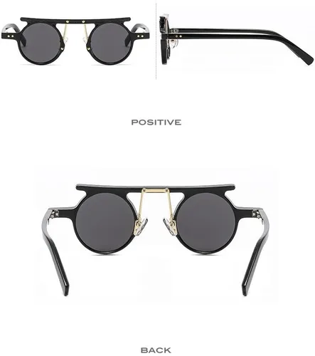 Vista 6 de Lentes de sol redondos para hombres y mujeres, estilo hippie de moda, círculo, protección UV400, tonos punk