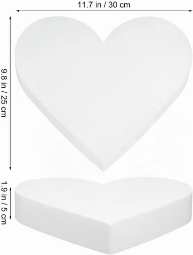 Vista 5 de Abaodam Maniquí de pastel de corazón de espuma de corazón, modelo de práctica de horneado de 12 pulgadas para el día de San Valentín, boda