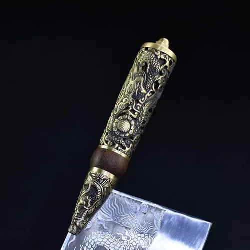 Vista 4 de Meat knife Cleaver, 8inch Hand Forged Meat Cleaver Sharp Blade Kitchen Knife China Longquan Kitchen Knife Kitchen Slicing Knife Cooking Tools