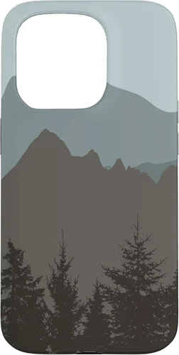 Vista 14 de Mountains Peaks - Carcasa para iPhone 17, diseño abstracto de paisaje natural, color gris y azul
