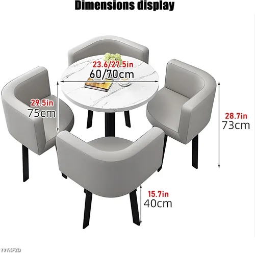 Vista 2 de YVYKFZD Office Reception Room Club Table, Simple Coffee Kitchen Dining Table Set, Round Conference Table, Small Conference Room Tables and Chairs