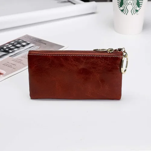 Vista 3 de Monedero de monedero para mujer, monedero de cuero genuino, negro, L