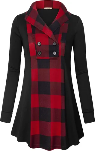 Vista 2 de Bebonnie Sudaderas casuales de manga larga con cuello en V para mujer con botones