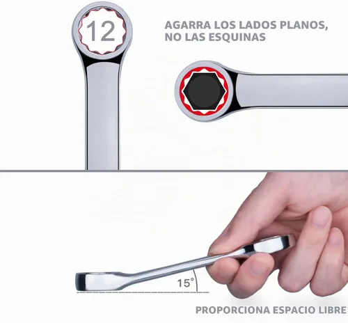 Vista 5 de Juego de Llaves Combinadas Stubby Premium con Bolsa Enrollable, 11 Piezas, SAE, 3/8" a 1", Sin Omitir Ningún Tamaño en Pulgadas Acero Cr-V