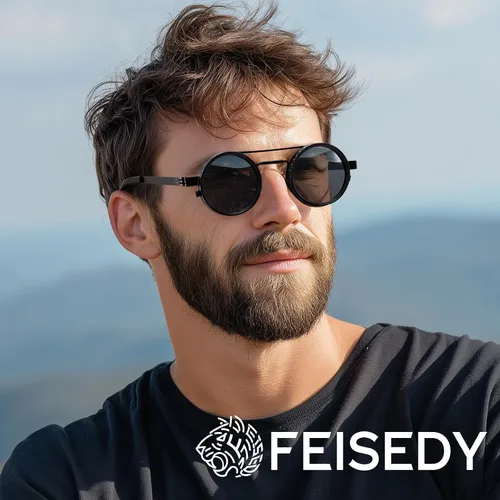 Vista 2 de FEISEDY Gafas de sol redondas polarizadas ajustables para hombres y mujeres Aviador negro 0319