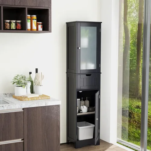 Vista 5 de LOKO Gabinete de almacenamiento de baño de 67 pulgadas de alto, gabinete de Negro