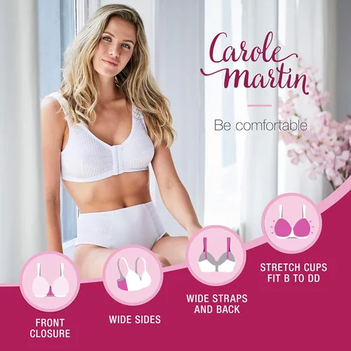 Vista 5 de Carole Martin Full-Freedom Comfort - Brasier con cierre frontal para mujer, sin varillas