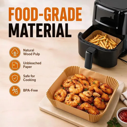 Vista 4 de 150 piezas de papel desechable cuadrado para freidora de aire Chefman 2qt
