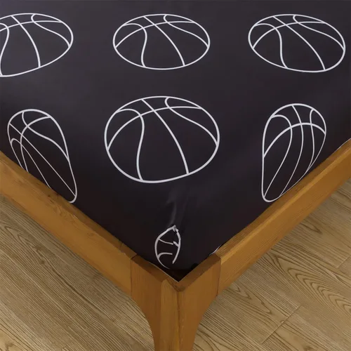 Vista 9 de Juego de edredón de 6 piezas con diseño de baloncesto, ropa de cama negra tamaño individual para niños, adolescentes y adultos, con pelotas