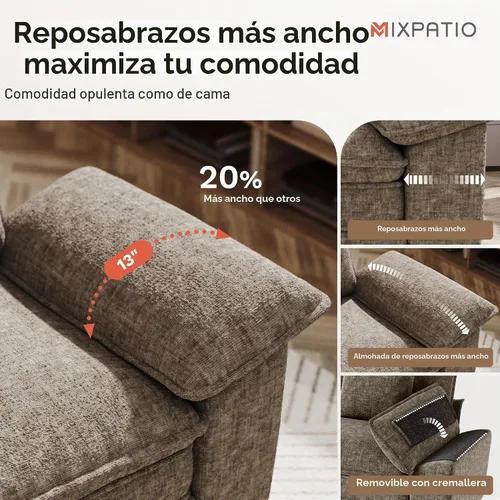 Vista 3 de MIXPATIO - Sofá seccional en forma de U de 123 pulgadas con cojines tipo nube, juego de sofá modular de asiento profundo con 5 asientos y 2 Gris