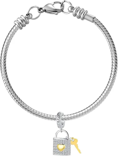 Vista 3 de QeenseKc Arco corona real pareja casada cerradura de botella de vino flecha corazón colgante abalorio para pulsera Pandora