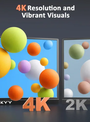 Vista 2 de KYY Monitor portátil 4K de 15.6" Monitor portátil para portátil UHD IPS 3840X2160 Pantalla externa con 100% sRGB y HDR Monitor