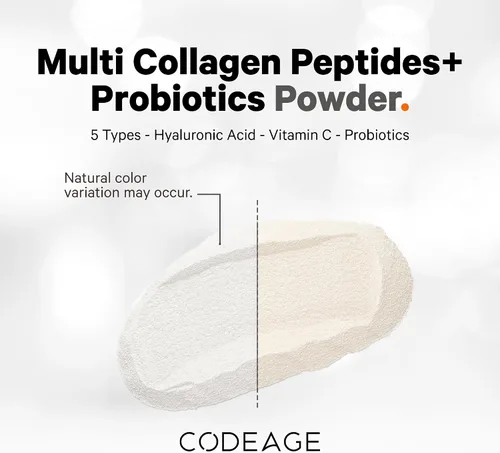 Vista 8 de Codeage Polvo de péptidos de colágeno múltiple + probióticos edición negra, vitamina C, suplemento en polvo de ácido hialurónico, alimentado