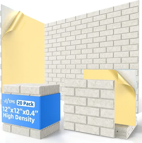 Vista 19 de Paquete de 12 paneles acústicos con autoadhesivos, paneles de espuma de alta densidad a prueba de sonido de 12 x 12 x 0.4 pulgadas para paredes