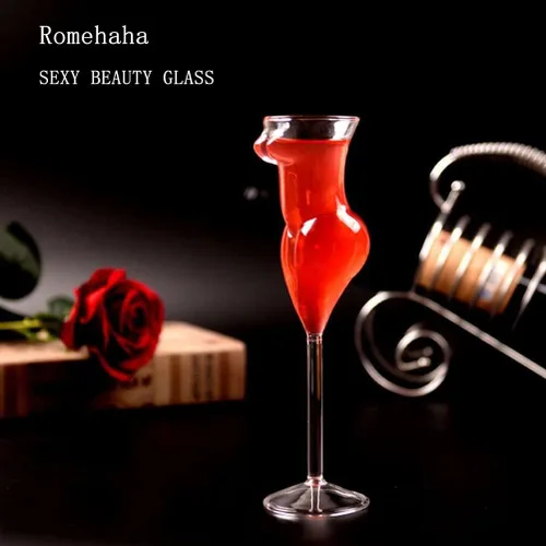 Vista 2 de 2 vasos de cristal transparente sexy Naked Miss con forma de cuerpo, vaso de cóctel transparente soplado a mano para cócteles, fiestas, decoración