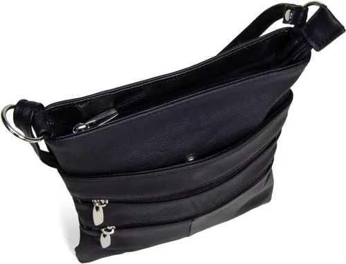 Vista 3 de Bolso cruzado de cuero genuino negro