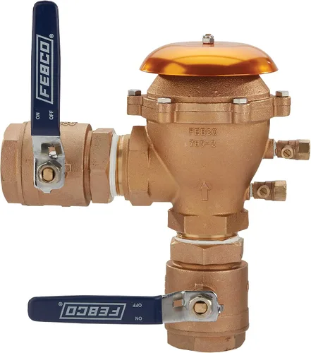 Vista 19 de Febco 765 Bronze Pressure Vacuum Breaker Backflow Preventer 1" Inlet Válvula de retención con resorte, 150 PSI máximo, conexiones NPT, sensor