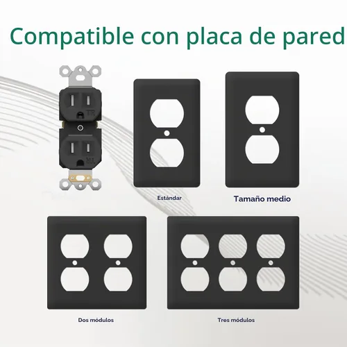 Vista 5 de Toma eléctrica dúplex 15A 125V TR, 2 polos 3 cables, listado UL, 10 Negro