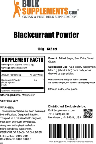 Vista 6 de BulkSupplements. com Grosella negra en polvo, suplemento de grosella negra, suplemento superalimentario, secado al aire y sin gluten, 0.18 oz por