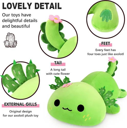 Vista 3 de Onsoyours Lindo Peluche de Axolotl, Suave Almohada de Peluche de Salamandra Animal de Peluche, Juguete de Peluche Kawaii para Niños