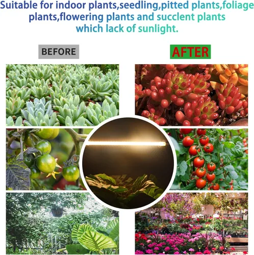 Vista 6 de RWNTAO Lámpara de cultivo de una tira de 2 unidades, tiras de luz LED de espectro completo para plantas de interior con temporizador de encendido