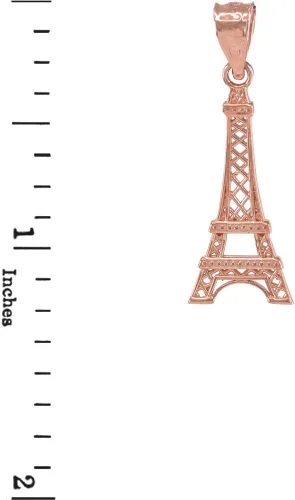 Vista 2 de Collar con colgante de oro rosa de 14 quilates con colgante de torre Eiffel