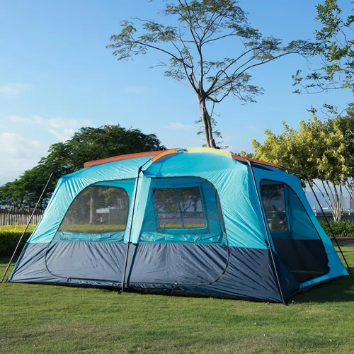 Vista 10 de KTT Extra Large Tent 12-14 Person,Family Cabin Tents,2 Rooms,Straight Wall,2 Doors 4 Windows with Mesh,Waterproof,Double Layer,Big Tent for Azul