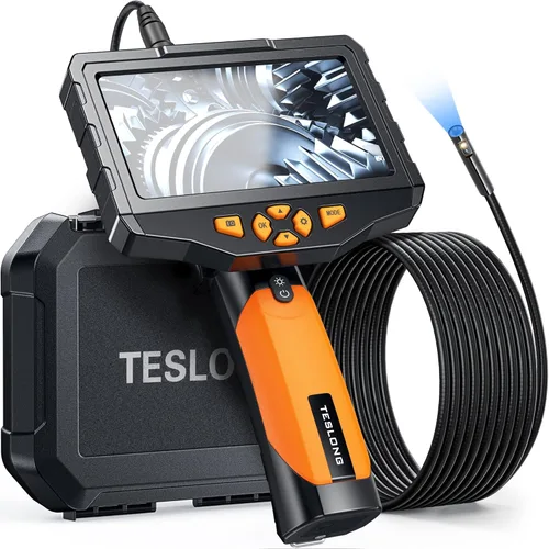 Vista 11 de Teslong Cámara de Inspección, Cámara de Boroscopio de Doble Lente con Luz, NTS300 Endoscopio Industrial IPS de 5", 1080P Impermeable Flexible