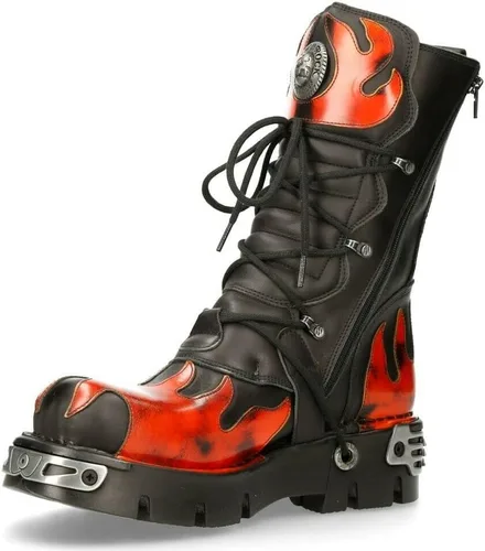 Vista 5 de NEW ROCK Botas 591 Flame Metallic Leather Goth punk Biker Fashion
