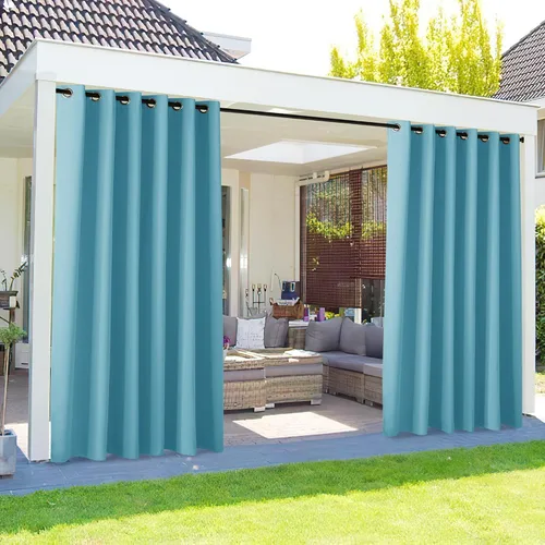 Vista 53 de NICETOWN Cortina para Exteriores para Patio Impermeable de 84 Pulgadas de Ancho, Aislamiento Térmico con Ojales Antioxidantes Bloqueo UV Cortina