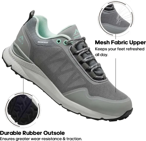 Vista 3 de NORTIV 8 Zapatos de senderismo impermeables para mujer, zapatos ligeros para senderismo, zapatos de trabajo al aire libre