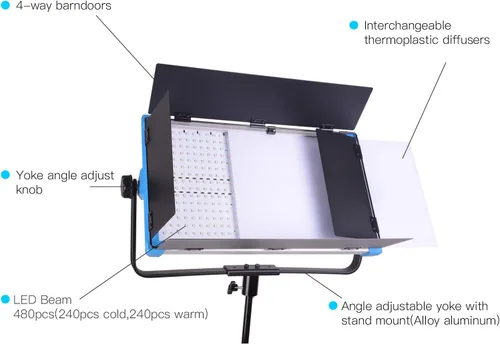 Vista 5 de Panel de luz LED para video y fotografía, DF DIGITALFOTO Helios regulable bicolor 3200K-5500K YouTube Lighting CRI95+ 100W luces de estudio