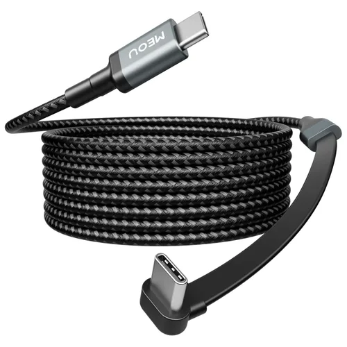 Vista 10 de Cable USB C de 1 pie, cargador tipo C de 60 W, carga rápida, cable USB-C trenzado de nailon en ángulo recto, cargador de cable C de 90 grados