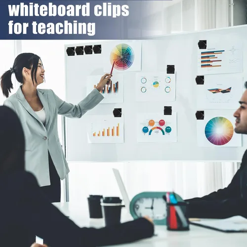 Vista 6 de Tenceur 54 clips magnéticos de metal resistentes para refrigerador, pizarra blanca, clip magnético para oficina, aula, maestros, armarios escolares