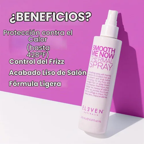 Vista 5 de ELEVEN AUSTRALIA Smooth Me Now Spray térmico, protector de calor, 6.8 onzas