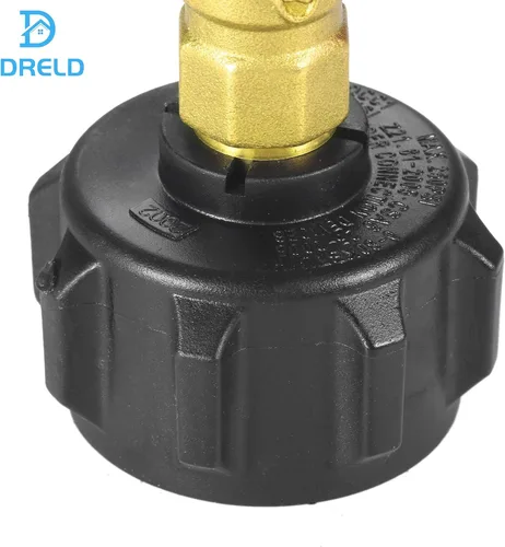 Vista 7 de DRELD Adaptador de recarga de propano 20lb a 1lb 90 grados Adaptador de recarga de propano con válvula de control de encendido/apagado, llena