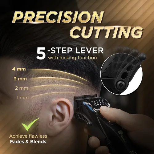 Vista 5 de Fagaci Cortapelos profesionales para hombres con cuchillas DLC y alto par, motor vectorial de 12000 rpm, cortapelos de peluquería profesional, sin