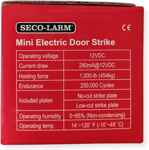 Vista 4 de Seco-Larm SD-991A-D1Q Enforcer Mini Cerradura Eléctrica de Puerta Sin Corte, Falla Segura