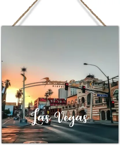 Vista 11 de Letrero de madera de USA City Casino Las Vegas, letrero decorativo de madera del estado de Nevada, regalo para viajeros, amigos, letrero colgante