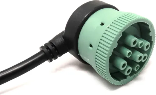 Vista 3 de OBD2 - Cable adaptador J1962-J1939 de 9 pines a 16 pines - Herramienta de diagnóstico resistente para camiones - Conector verde de 9 pines