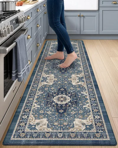 Vista 34 de DEXI Alfombrillas de cocina acolchadas antifatiga, 24 x 87 pulgadas, color Beige claro